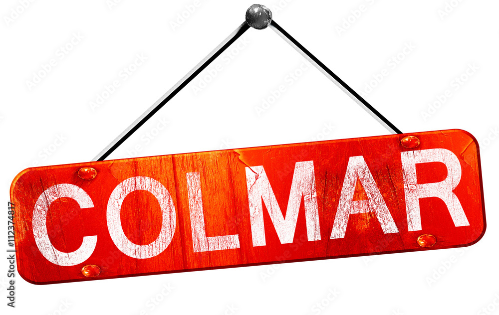 colmar, 3D rendering, a red hanging sign