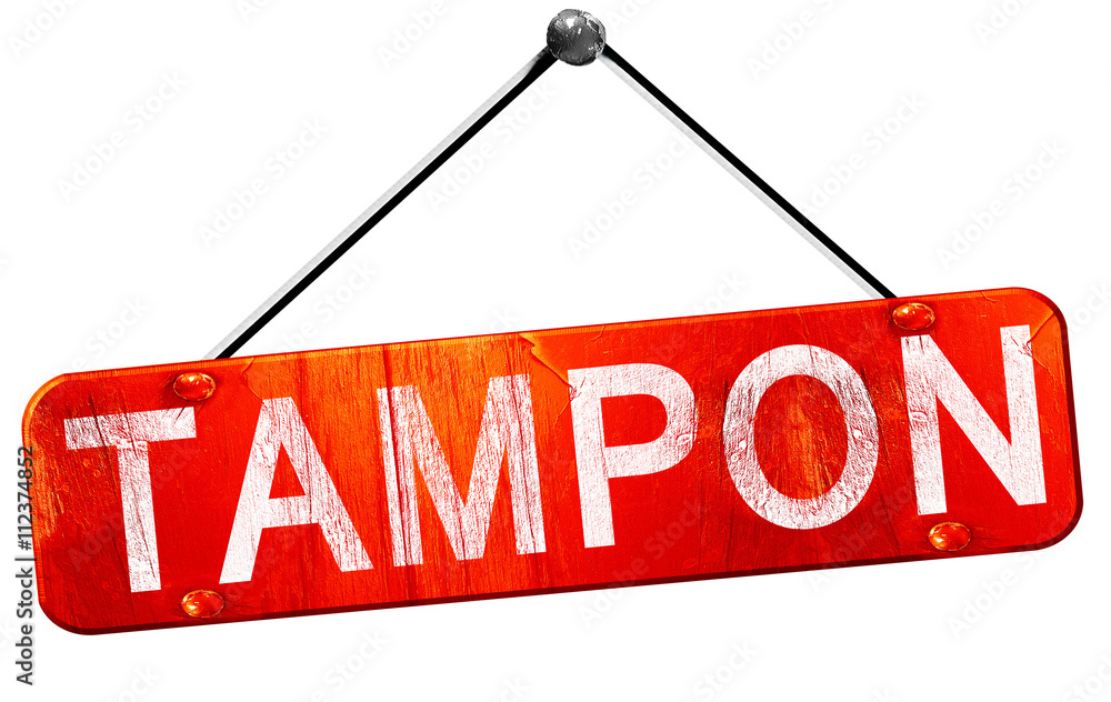 tampon, 3D rendering, a red hanging sign tampon, 3D rendering, a red hanging sign