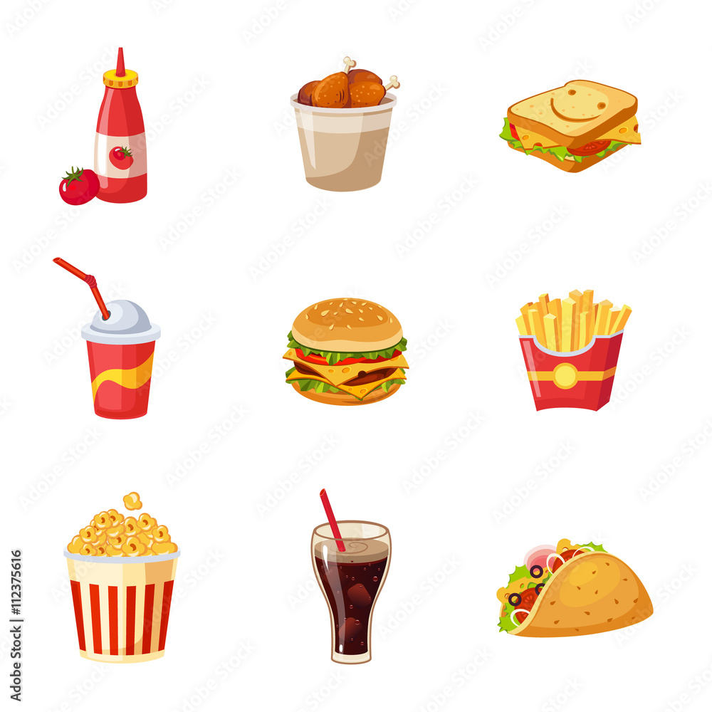Junk Food Items Set Junk Food Items Set