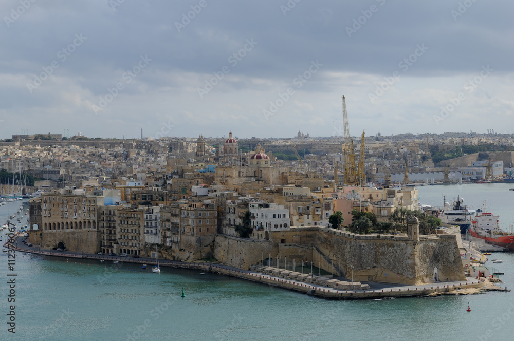 Malta: Die Sicht auf Vittoriosa von Valetta aus. 