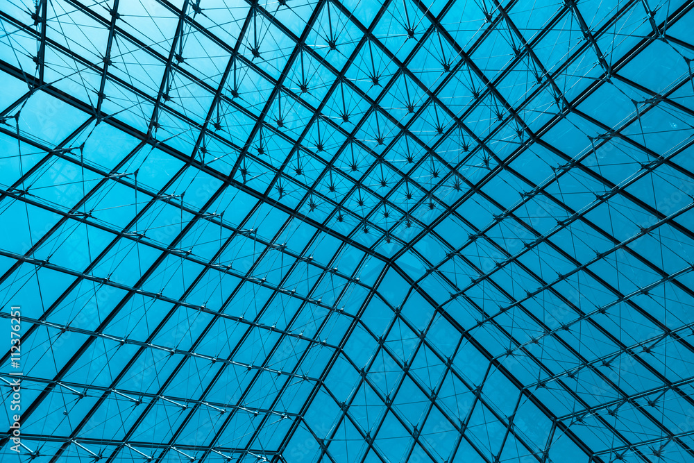 Abstract modern glass ceiling, blue toned Abstract modern glass ceiling, blue toned