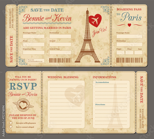 Paris Wedding Vector invitation