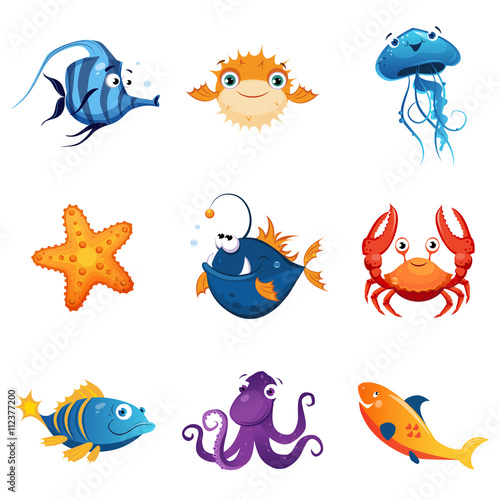 Colorful Marine Animals Set © topvectors