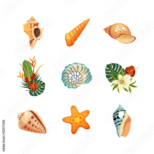 Realistic Tropical Icons Set