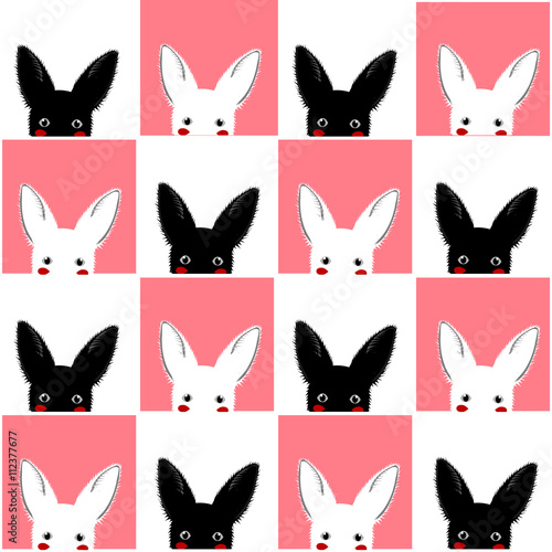 Black White Pink Rabbit Che...