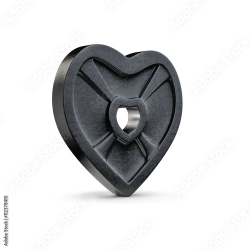 Weight plate heart / 3D illustration of heart shaped barbell weight plate photo