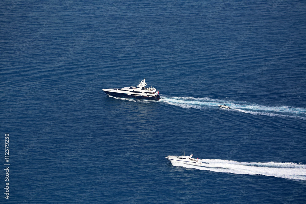 Boat Wake on Mediterranean Sea Boat Wake on Mediterranean Sea