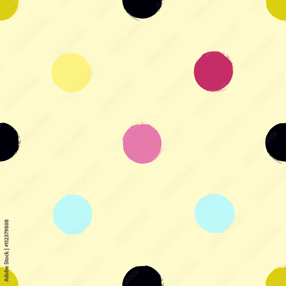 Cute vector geometric seamless pattern. Brush strokes. Polka dots. Cute vector geometric seamless pattern. Brush strokes. Polka dots.