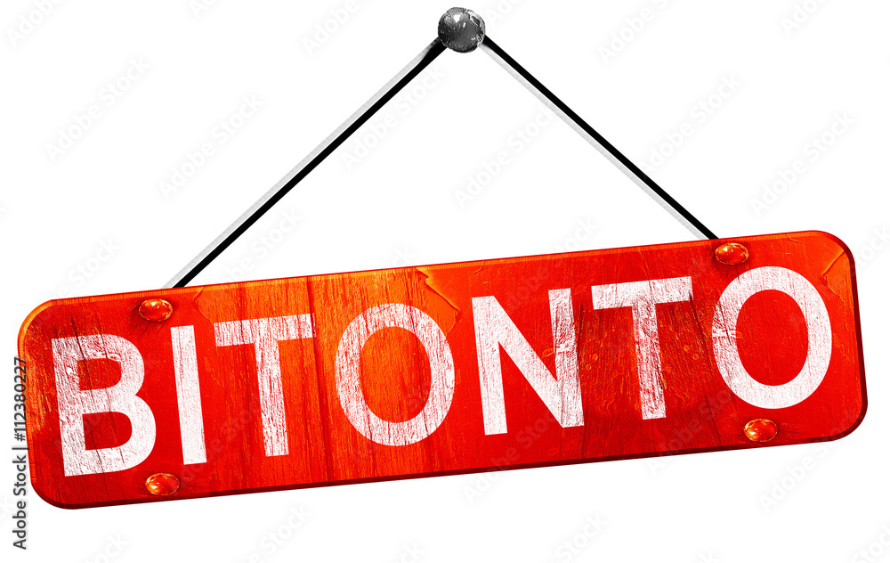 Bitonto, 3D rendering, a red hanging sign Bitonto, 3D rendering, a red hanging sign