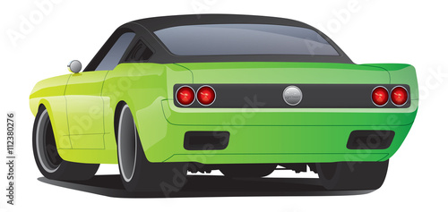 American 70s custom muscle car. Vector EPS10 isolated, separated layers, quick repaint