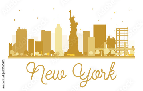 New York City skyline golden silhouette.