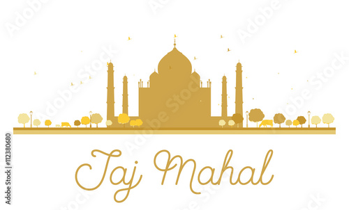 Taj Mahal golden silhouette.