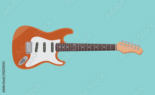 electric guitar single isolated object with flat blue background vector graphic illustration