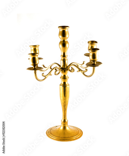 Old-fashioned baroque elegant candlestick isolated on white back