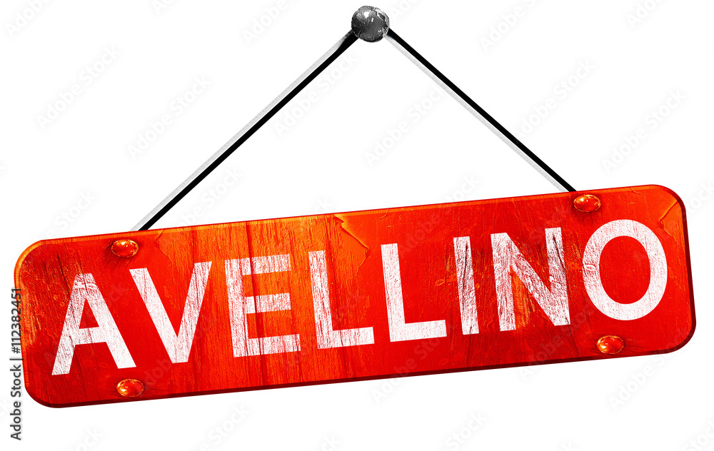 Avellino, 3D rendering, a red hanging sign
