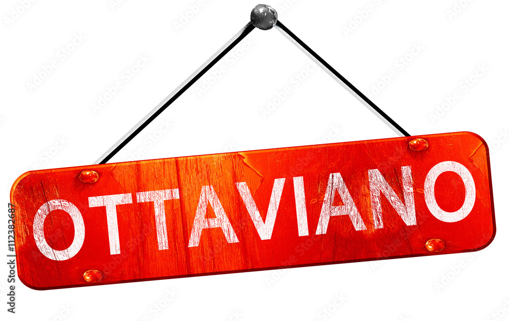Ottaviano, 3D rendering, a red hanging sign