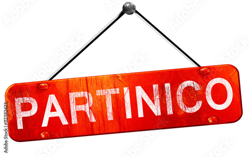 Partinico, 3D rendering, a red hanging sign