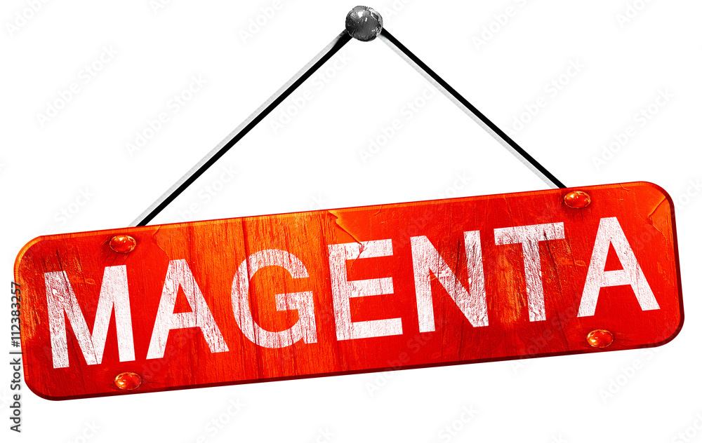 Magenta, 3D rendering, a red hanging sign Magenta, 3D rendering, a red hanging sign