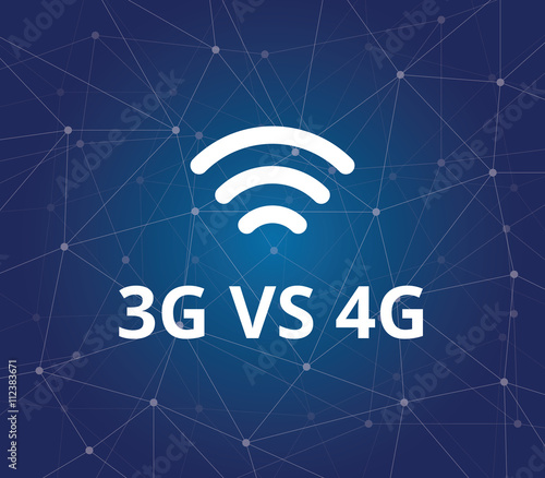 3g vs 4g with wifi signal and dot blue as background vector graphic illustration