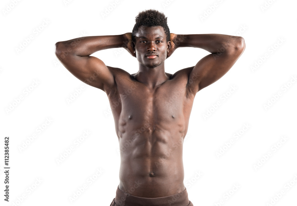 Fototapeta premium Strong black man posing in studio
