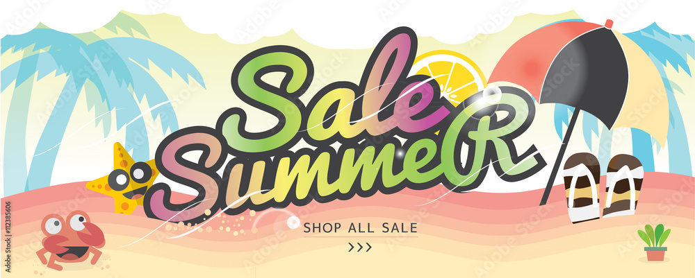 Summer Holiday Banner Summer Vacation Concept Vector Illustration. Summer Holiday Banner Summer Vacation Concept Vector Illustration.