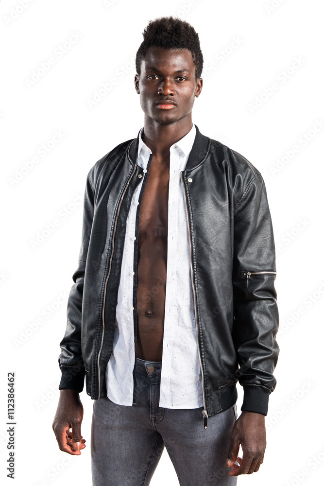 Handsome black man posing in studio Handsome black man posing in studio