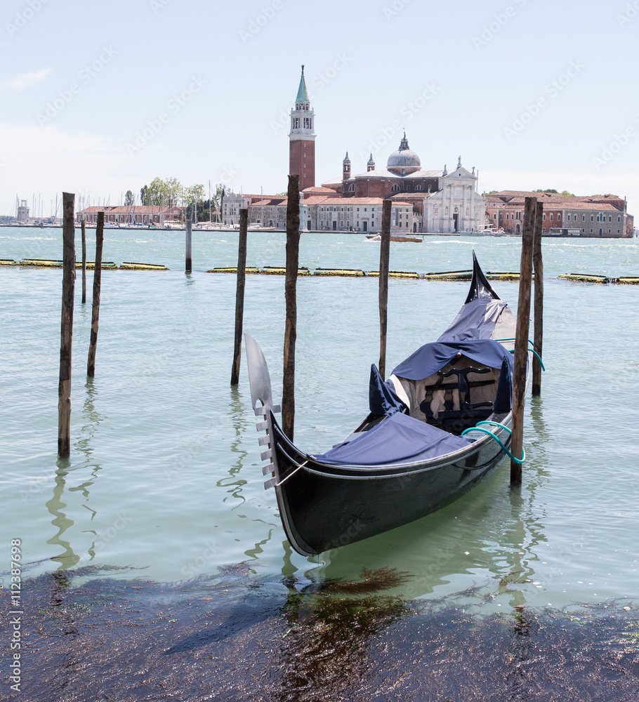Gondola on water in Venice Italy. May 2016