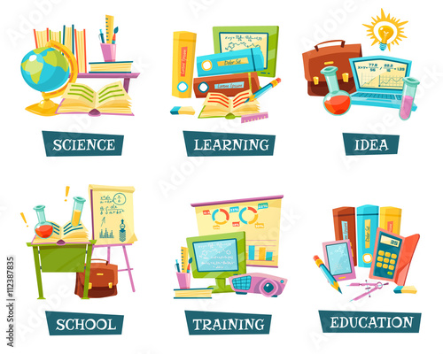 School Training Education Objects Set 