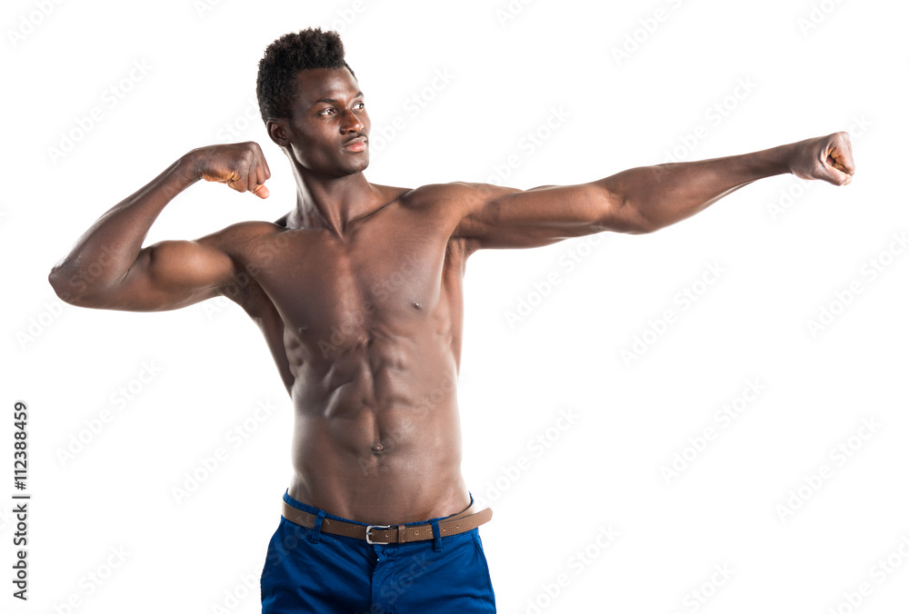Handsome black man with athletic body posing Handsome black man with athletic body posing