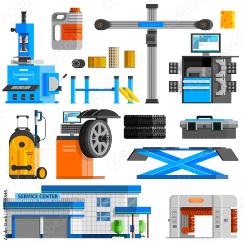 Auto Service Flat Decorative Icons Set 