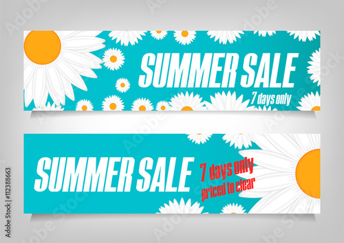 Summer Sale. Flyer Template Design. Vector Illustration
