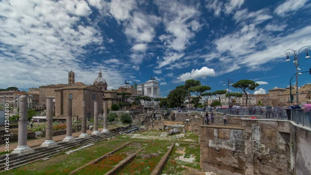 Rome, Italy - ancient Roman Forum timelapse hyperlapse, UNESCO World Heritage Site Rome, Italy - ancient Roman Forum timelapse hyperlapse, UNESCO World Heritage Site