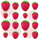 Seamless red strawberry pattern on white background and transparent objects