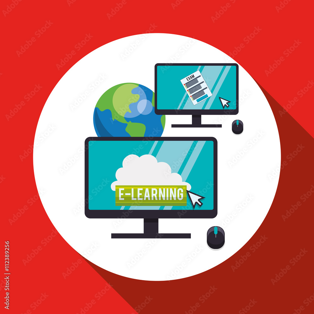 E-learning design. Education icon. Isolated illustration , vector E-learning design. Education icon. Isolated illustration , vector