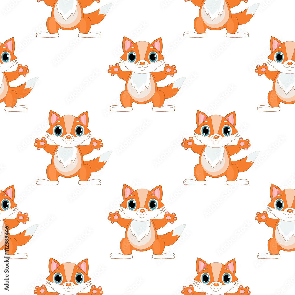 Fox seamless pattern vector. Fox seamless pattern vector.