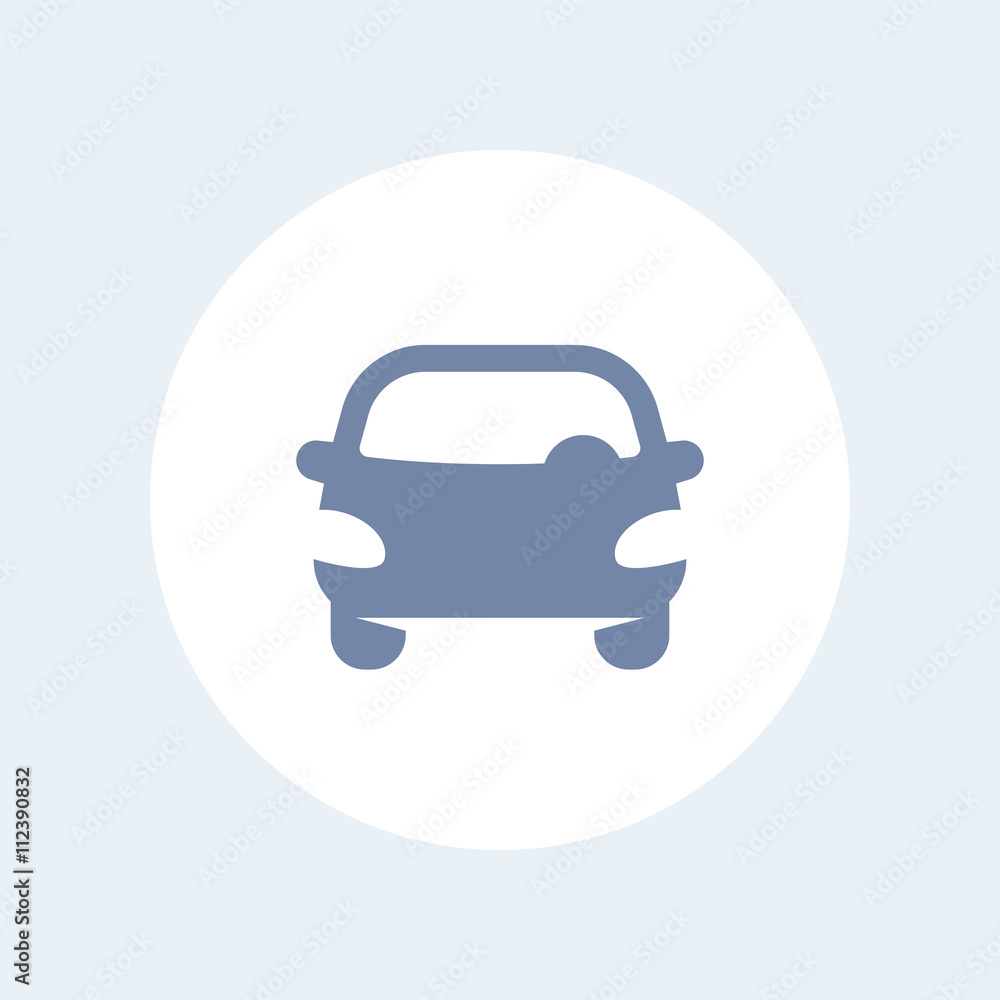 car icon, parking vector sign, auto front view, vehicle, automobile icon isolated on white, vector illustration