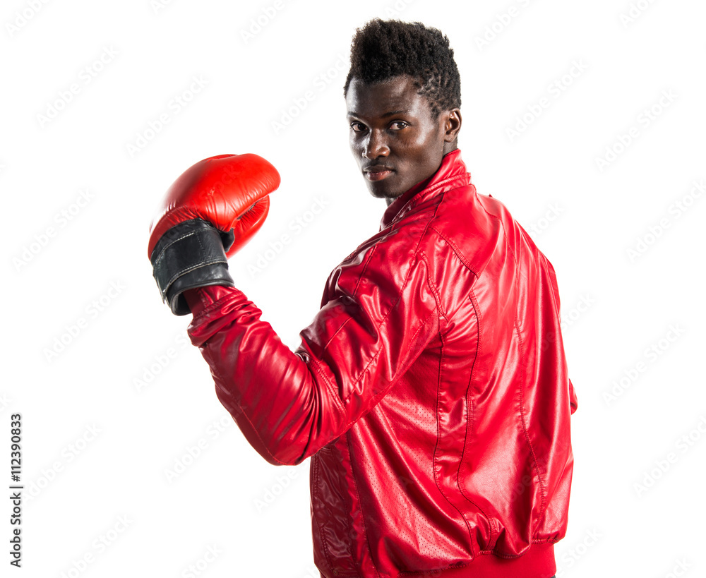 Black man with boxing gloves