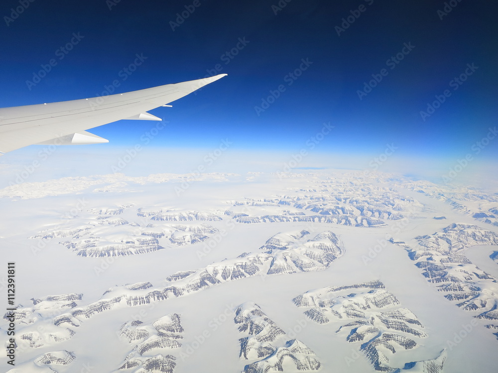 Blick auf Grönland aus dem Flugzeug Blick auf Grönland aus dem Flugzeug