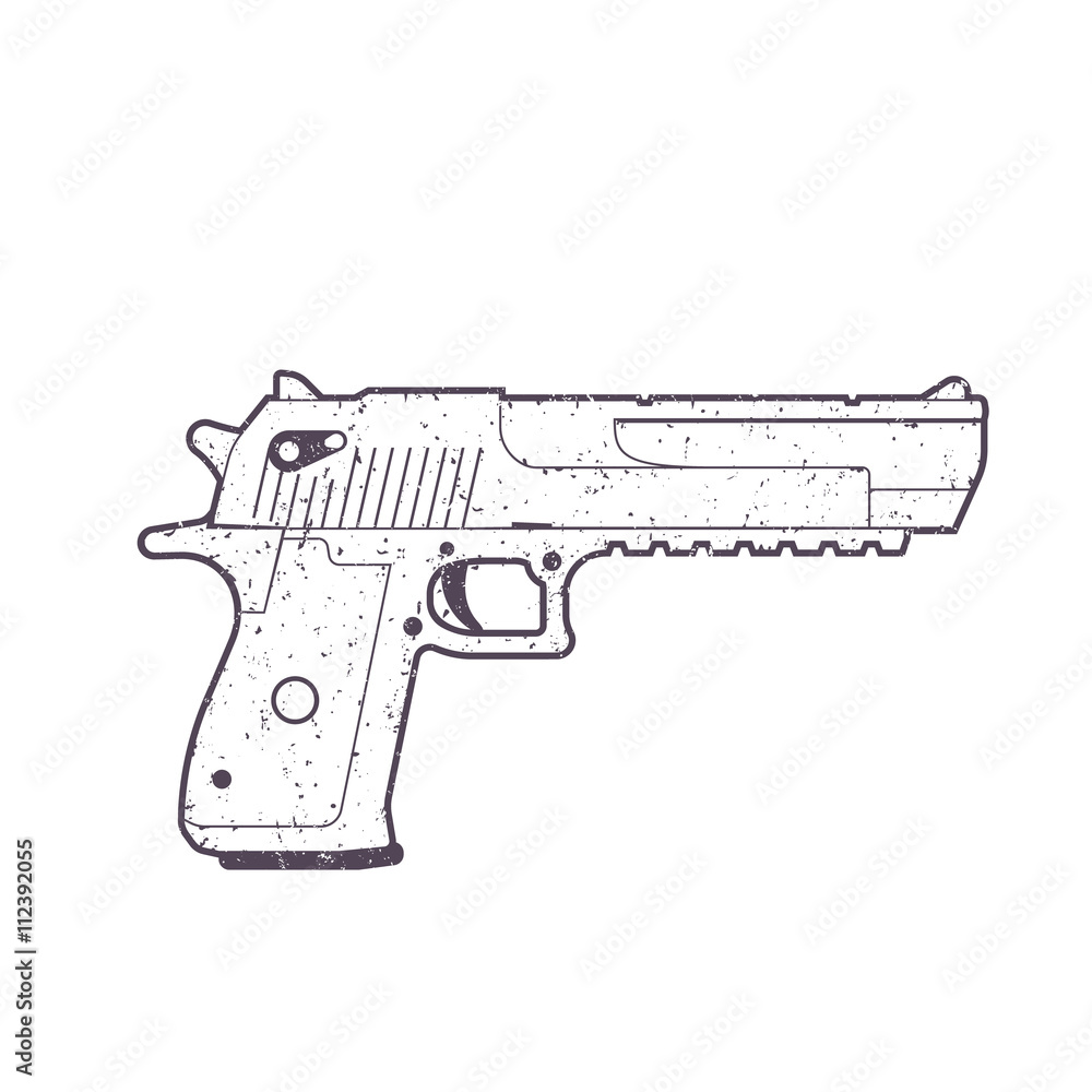 pistol outline, handgun, gun isolated on white