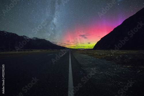 Wallpaper Mural NEW ZEALAND 18TH APRIL 2015: Milky Way and Aurora Borealis in the middle of the road Torontodigital.ca