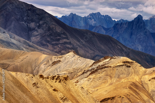 Rocks of Moonland, Himalayan mountains , ladakh landscape at Leh, Jammu Kashmir, India.