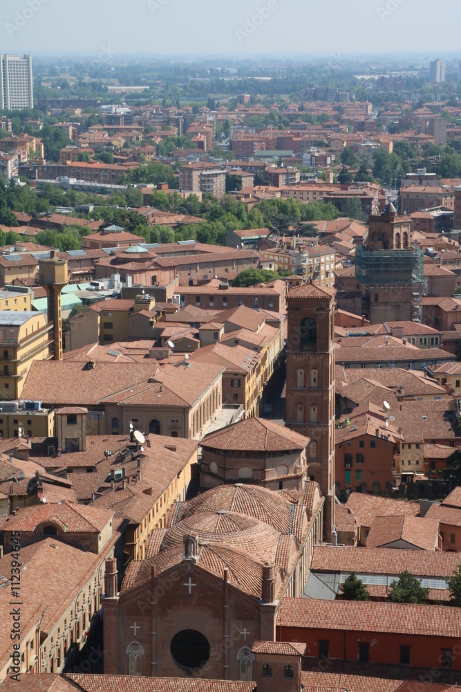 Basilica di San Giacomo Maggiore view from Asinelli Tower in Bologna, Italy