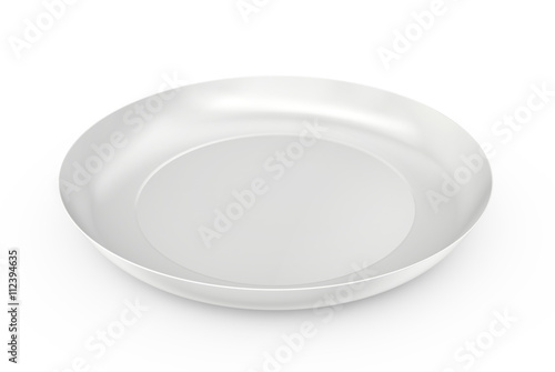 Empty plate with shadow on white background. 3D rendering