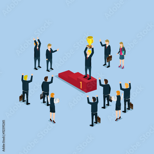 Business award isometric flat vector concept