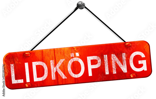 Lidkoping, 3D rendering, a red hanging sign photo