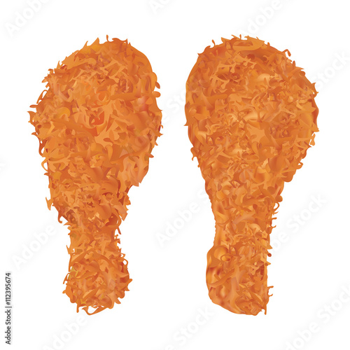 chicken fried on a white background