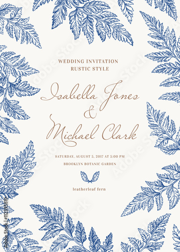 Card with leaves of fern.