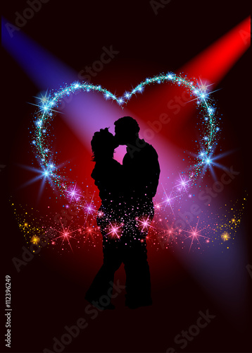 Lovers inside the sparkling heart - Abstract Background Illustration, Vector