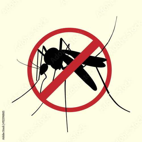 Icon of Aegypti mosquito with forbidden sign