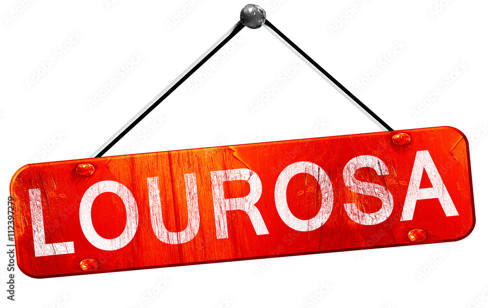 Lourosa, 3D rendering, a red hanging sign Lourosa, 3D rendering, a red hanging sign